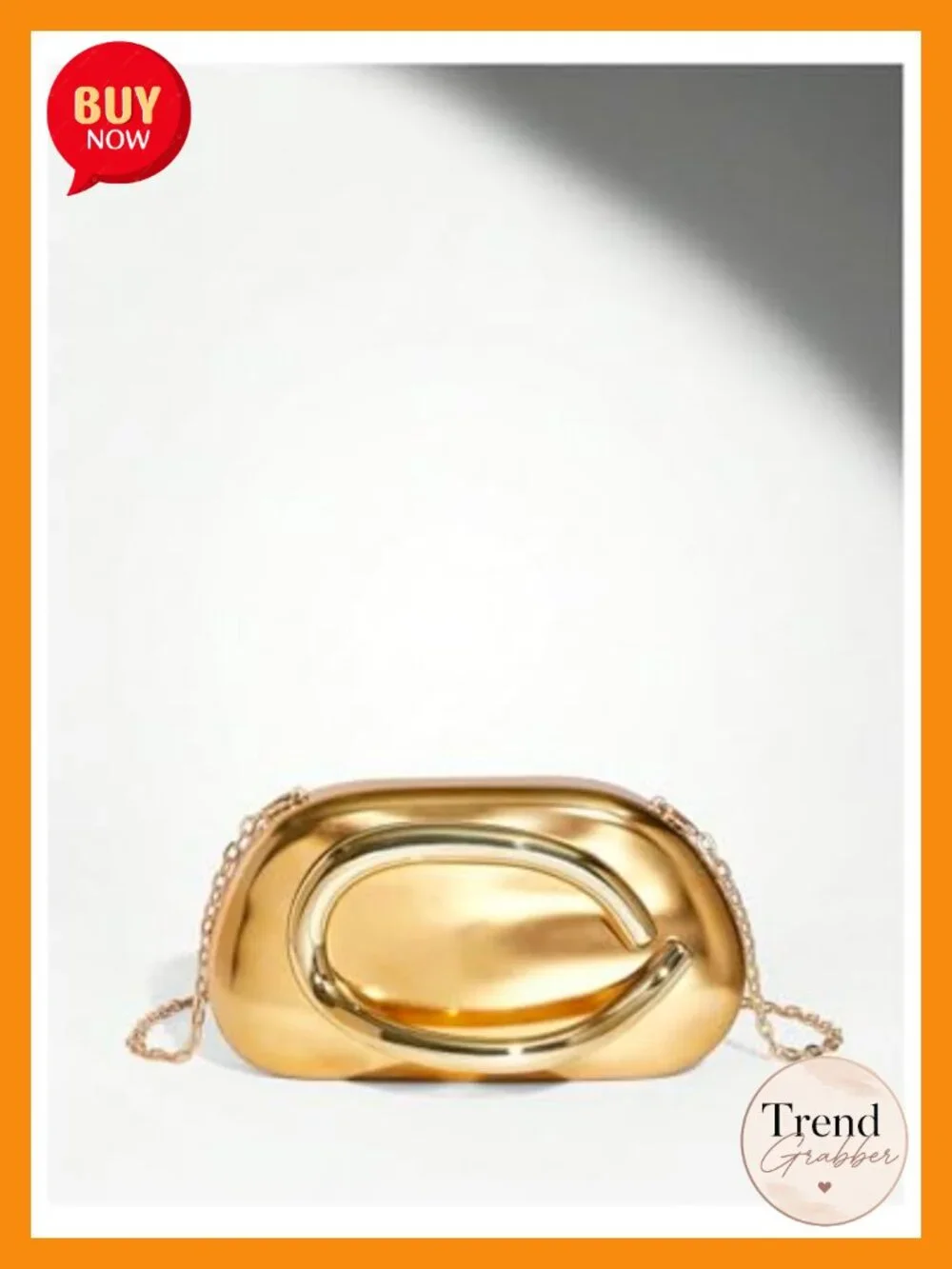 Metallic Evening Clutch Purse with Metal Handles - Soft Lightweight Party Bag